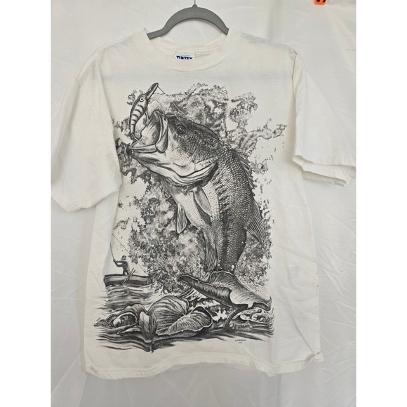 Tultex Other - TULTEX Men's Large Graphic T-Shirt Bass Fishing Angler Outdoors Adventure White